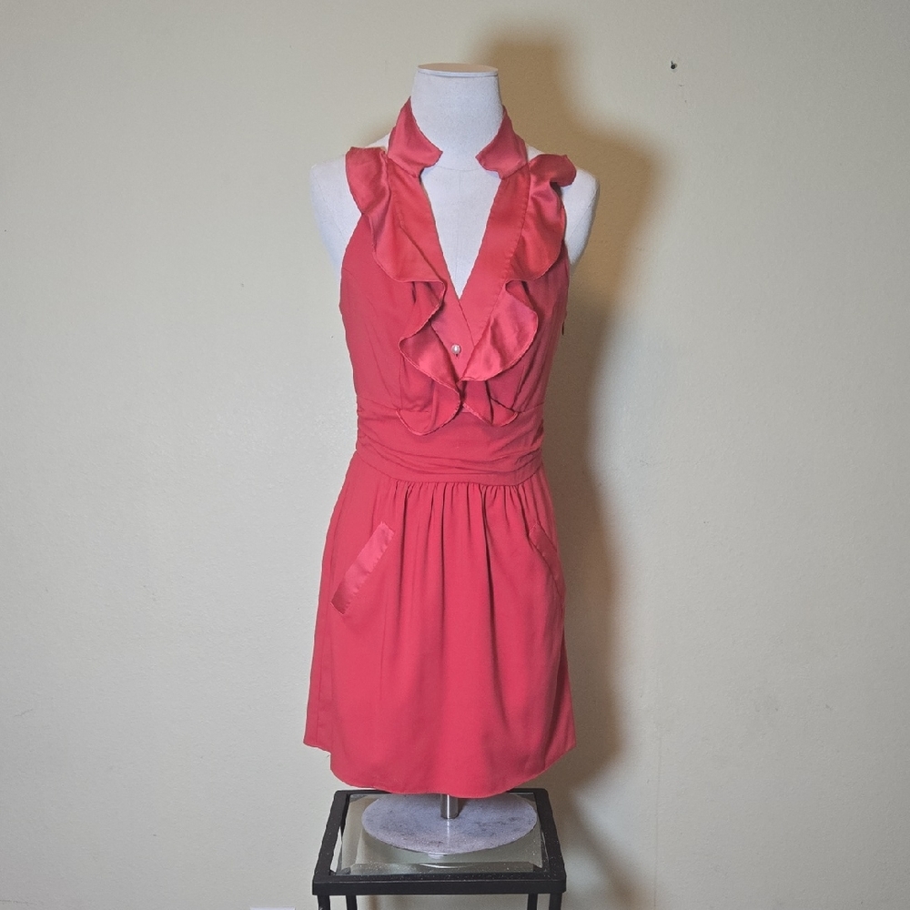 BCBGeneration Red Ruffle Sleeveless Dress Size 6 – Cocktail Party Wedding